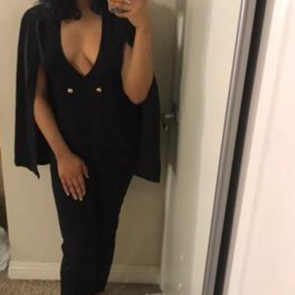 ALL ABOUT CLASS black 2 piece Cape Blazer & Pants Suit - Picture 10 of 16